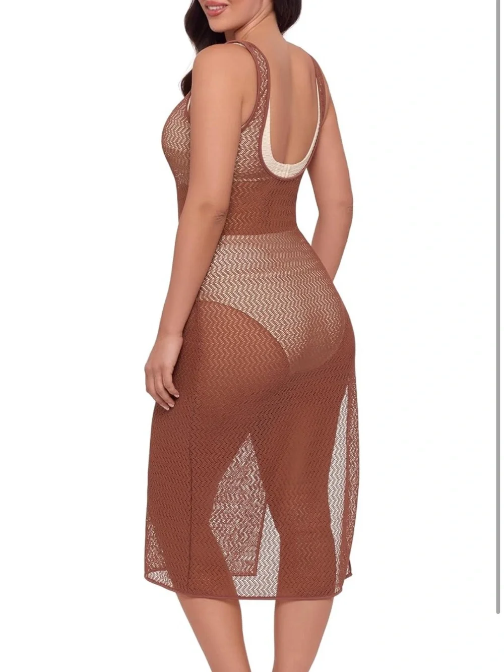 S3 Swim Crochet Dress With Leg Opening, Latte XL. 2376/bb6-1